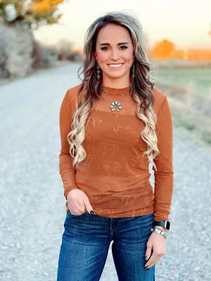 The Bucking Horse Mesh Long Sleeve Top