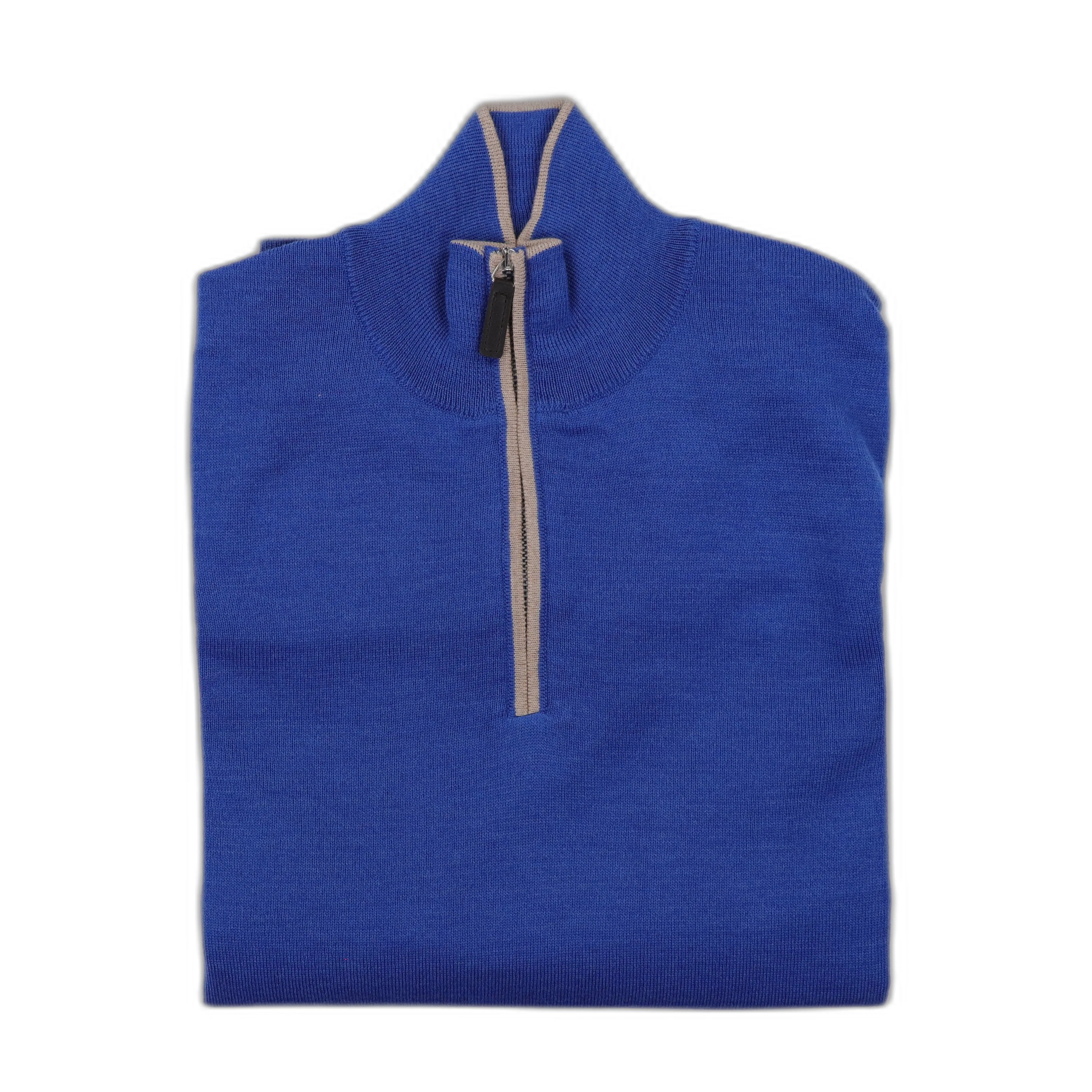 The Hagen Quarter Zip in Ocean/Tan