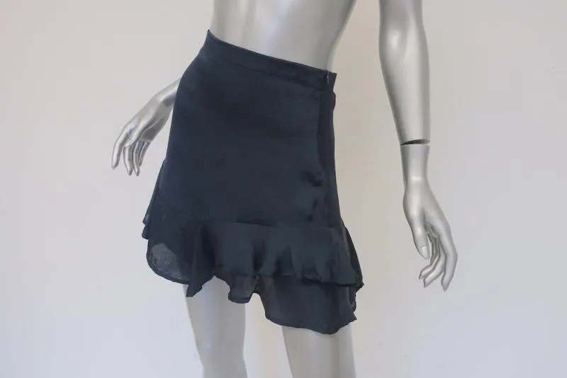 The Lady & The Sailor Mini Skirt Navy Ruffled Satin Size 1