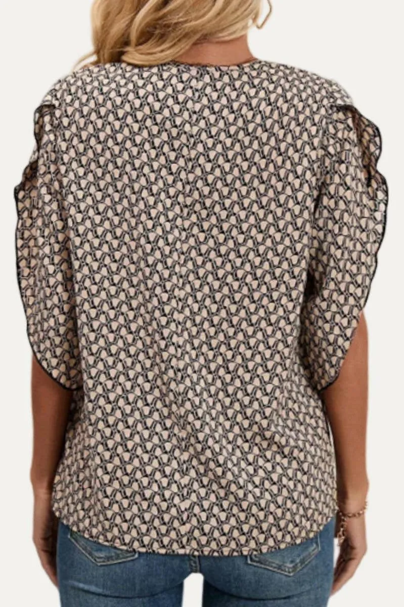The Moment Collection Vintage Khaki Floral Crochet Lace Short Sleeve