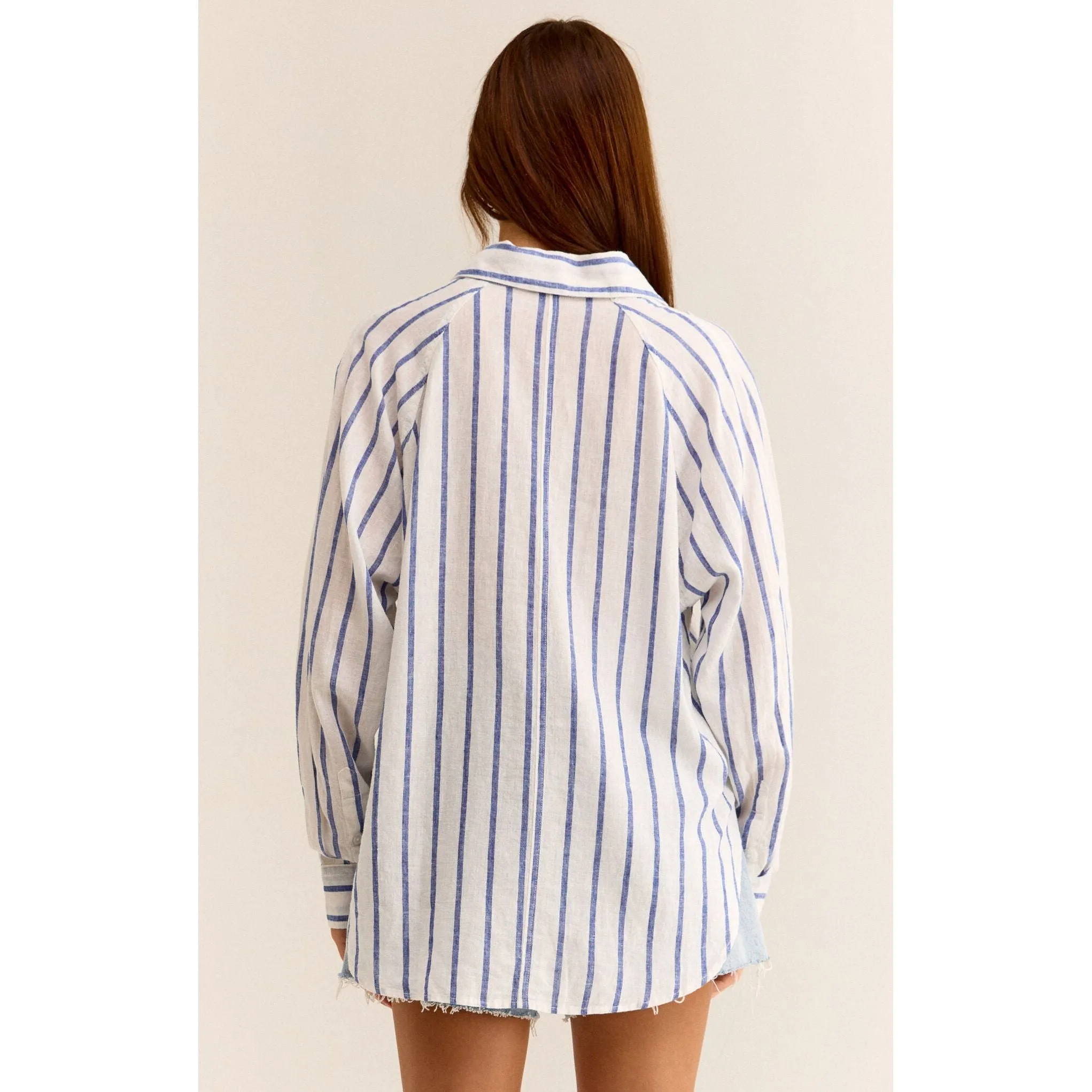 The Perfect Linen Top in Palace Blue