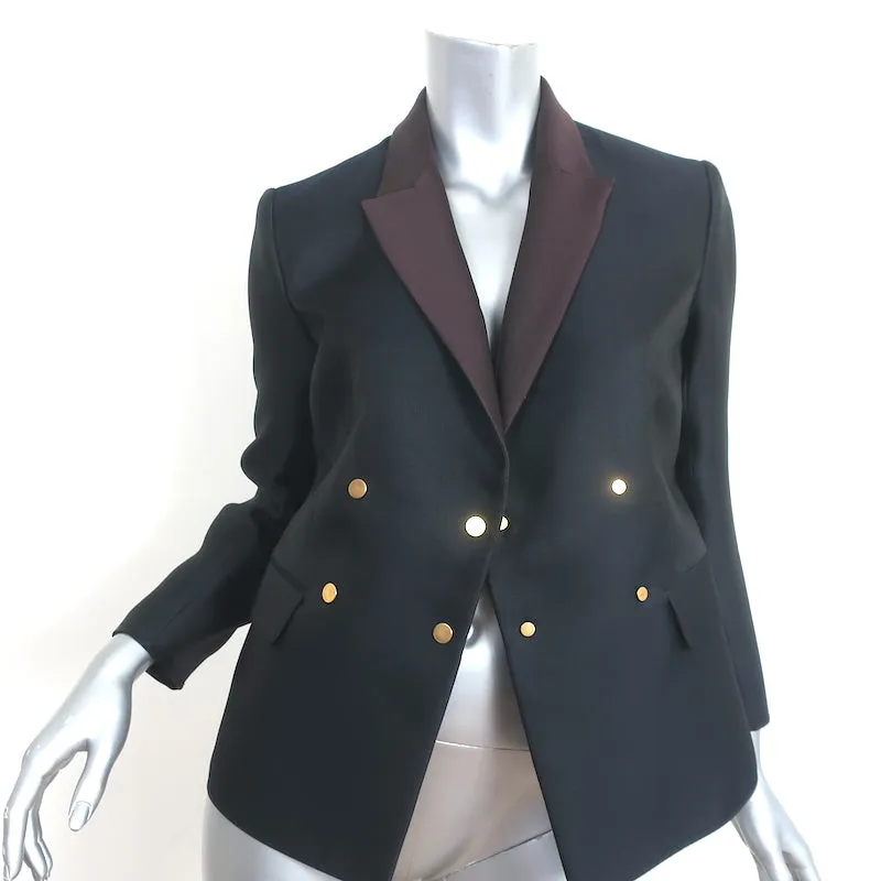 The Row Bicolor Blazer Black & Dark Brown Satin Size 4 Double Breasted Jacket
