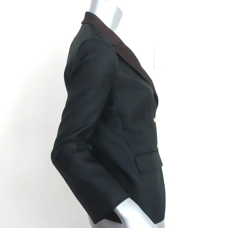The Row Bicolor Blazer Black & Dark Brown Satin Size 4 Double Breasted Jacket