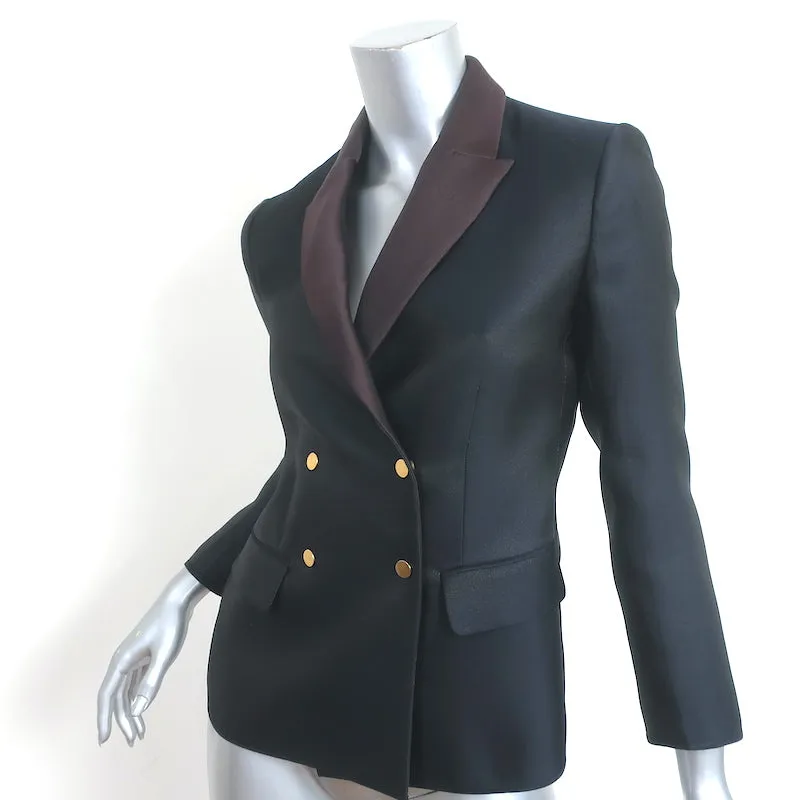 The Row Bicolor Blazer Black & Dark Brown Satin Size 4 Double Breasted Jacket