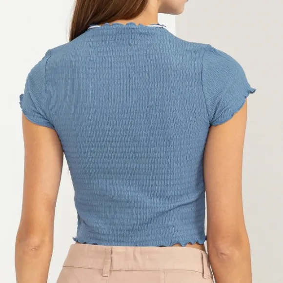 Today Always Lettuce Hem Textured Crop Top