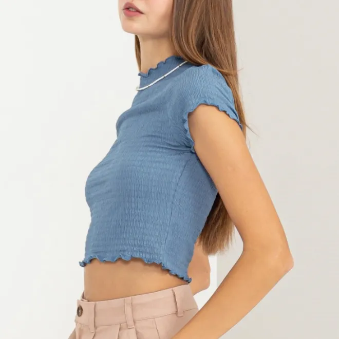 Today Always Lettuce Hem Textured Crop Top