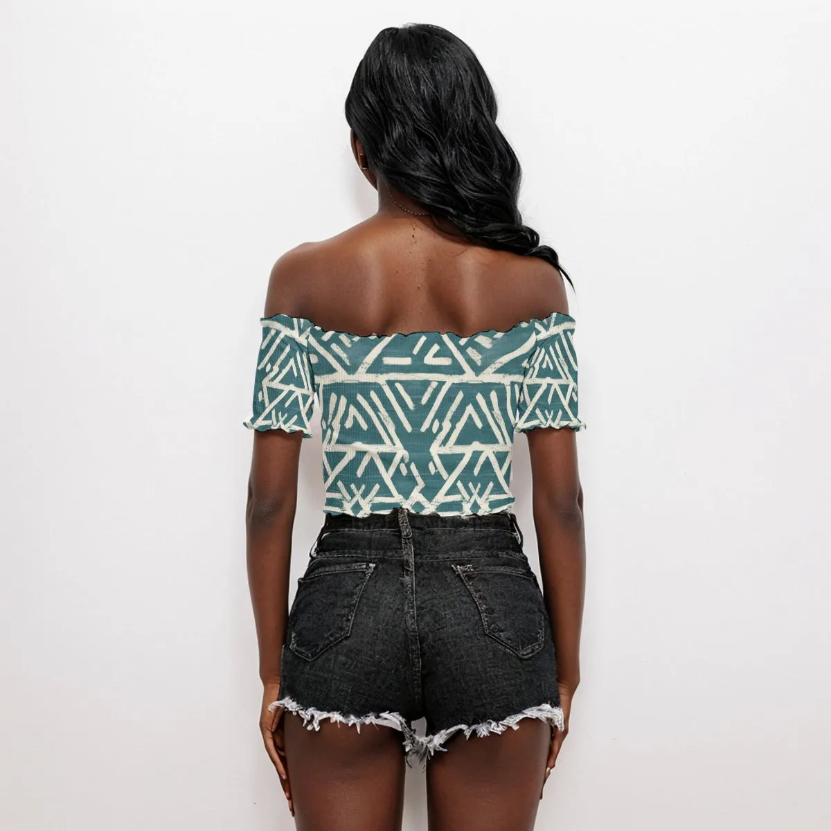 Tribal All-Over Print Women's One-shoulder Off-the-navel Short Sleeve T-shirt
