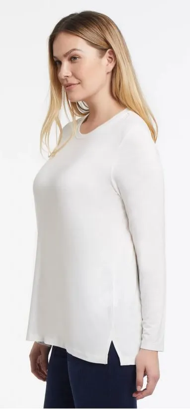 Tribal Long Sleeve Scoop Neck Top With Back Pleats