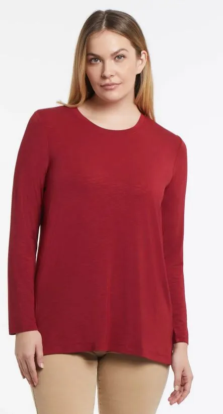 Tribal Long Sleeve Scoop Neck Top With Back Pleats