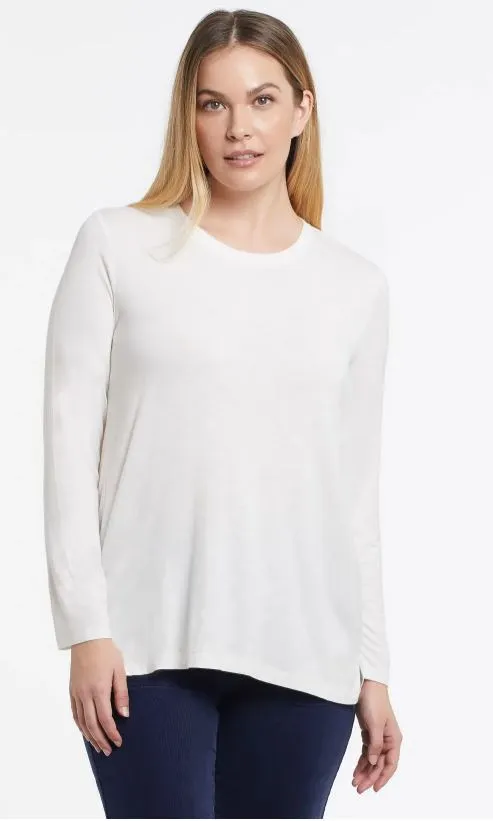 Tribal Long Sleeve Scoop Neck Top With Back Pleats