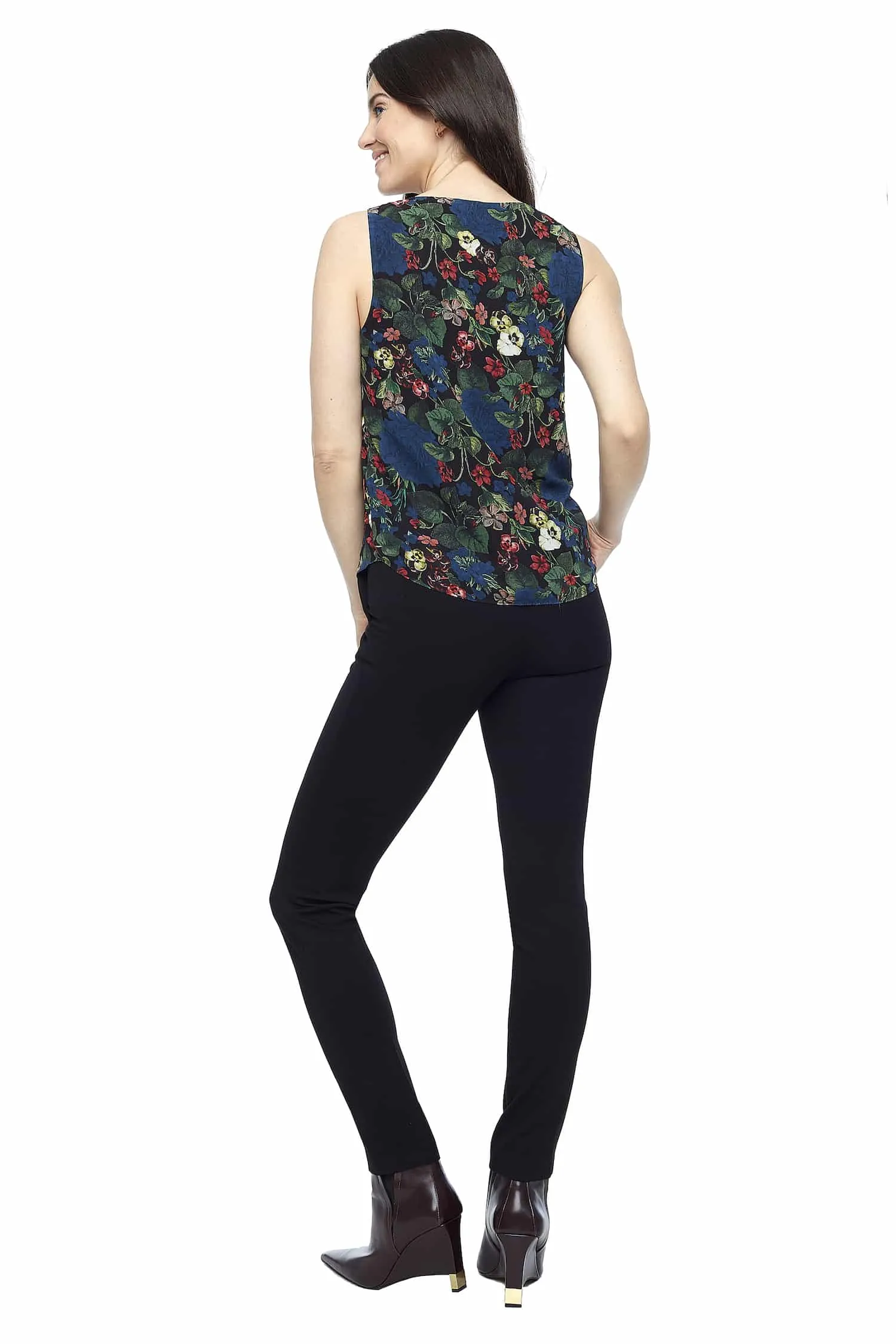 Tyler Madison Dove Floral Deep V-Neck Tank
