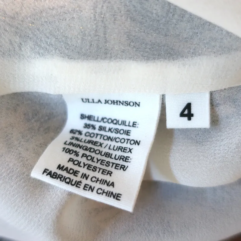 Ulla Johnson Midi Dress Cicely Metallic Floral Print Cotton-Silk Size 4