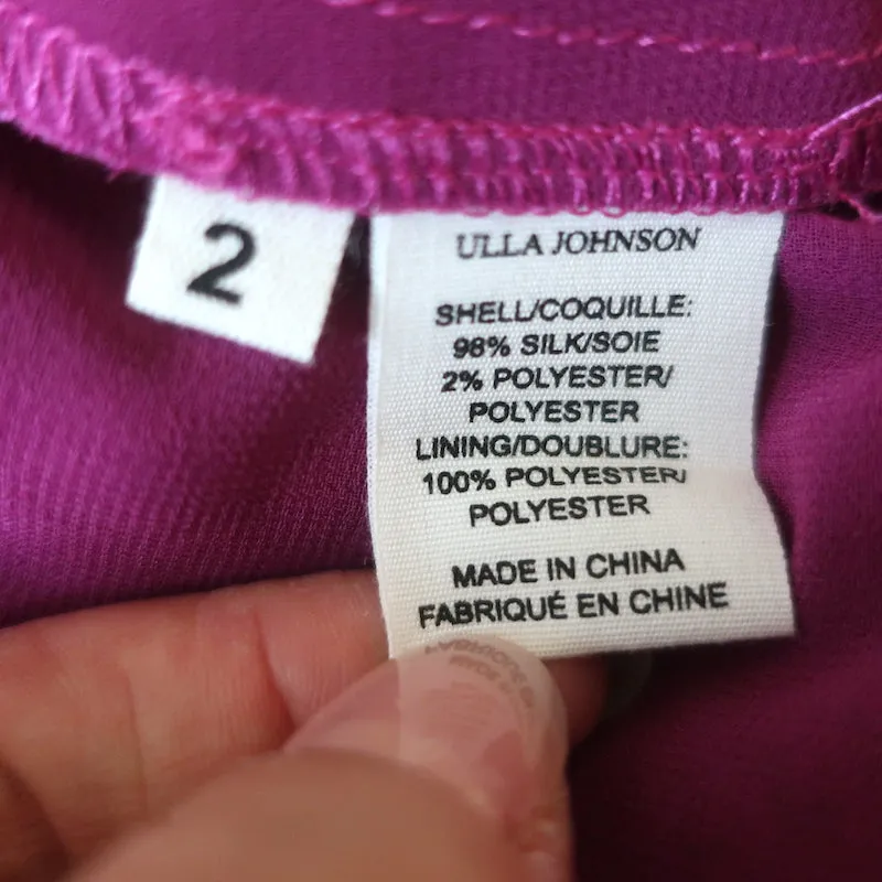 Ulla Johnson Midi Dress Ellette Magenta Ruffled Floral Print Georgette Size 2