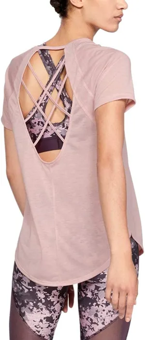 Under Armour Women's Whisperlight Short sleeve Shirt, Flushed Pink (602)/Tonal, X-Small