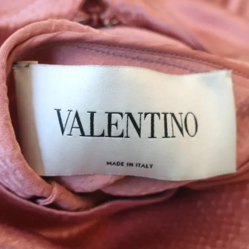 Valentino Long Sleeve Mini Dress Pink Hammered Satin Size 38 NEW