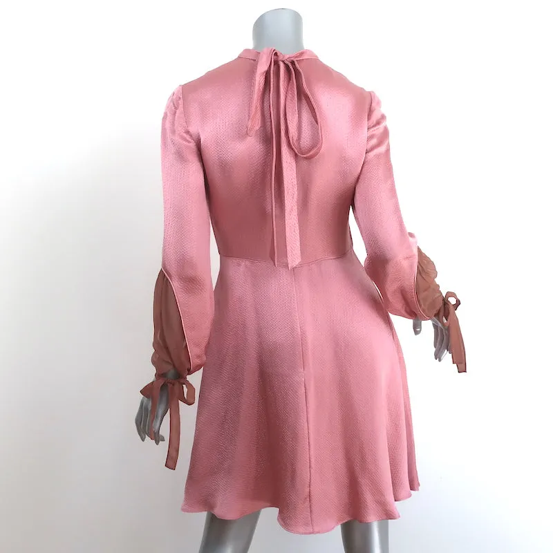 Valentino Long Sleeve Mini Dress Pink Hammered Satin Size 38 NEW