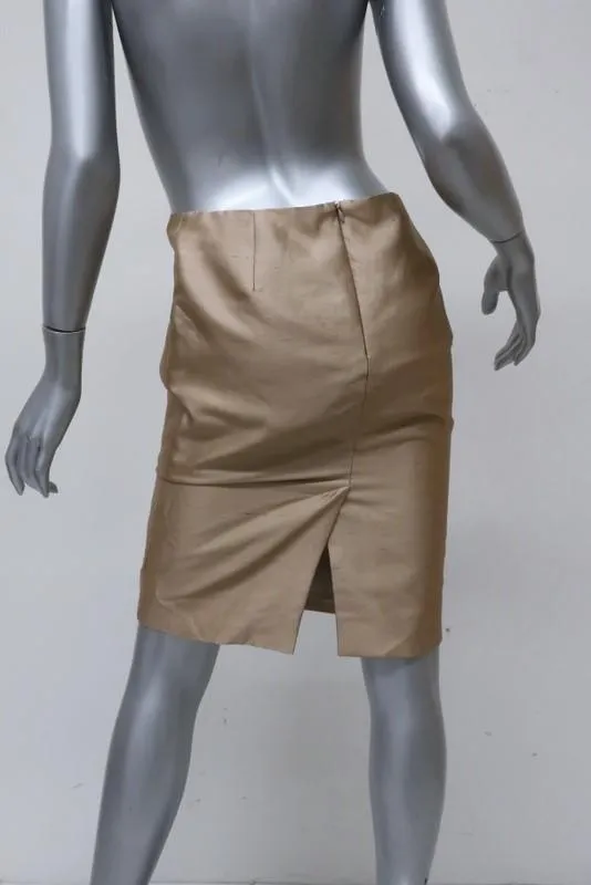Valentino Pencil Skirt Gold Silk-Cotton Size 40 US 4