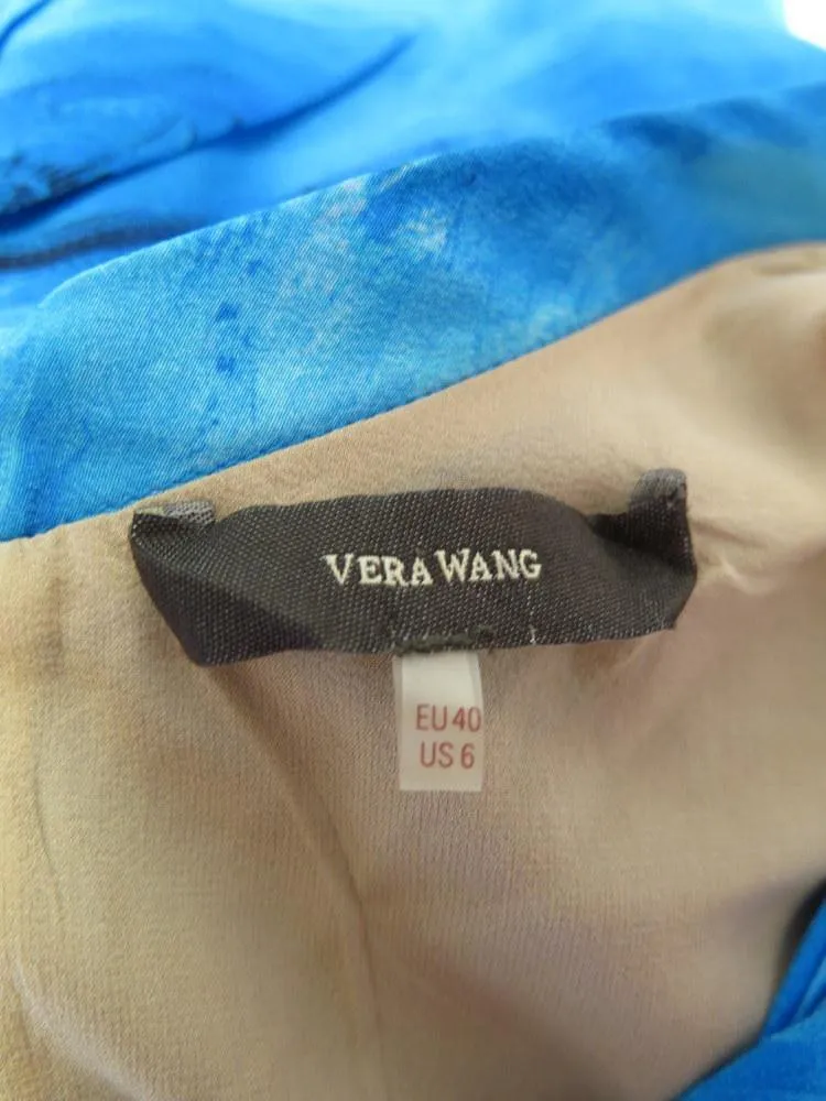 Vera Wang Women's Dress: Blue 100% Silk Size 6, Pre-owned