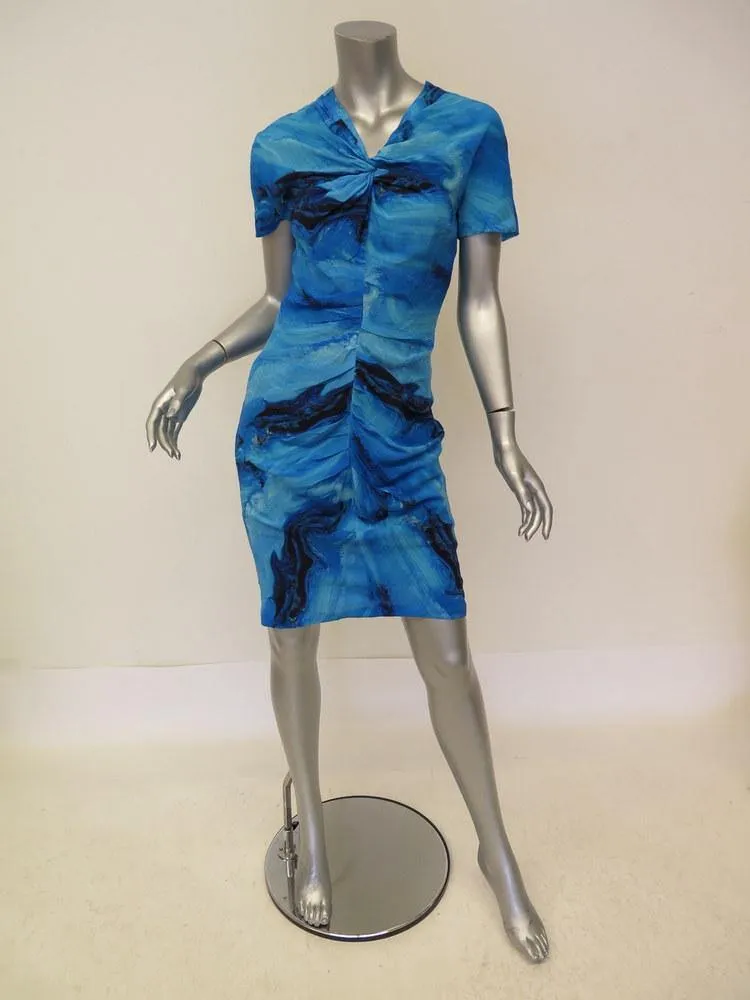 Vera Wang Women's Dress: Blue 100% Silk Size 6, Pre-owned