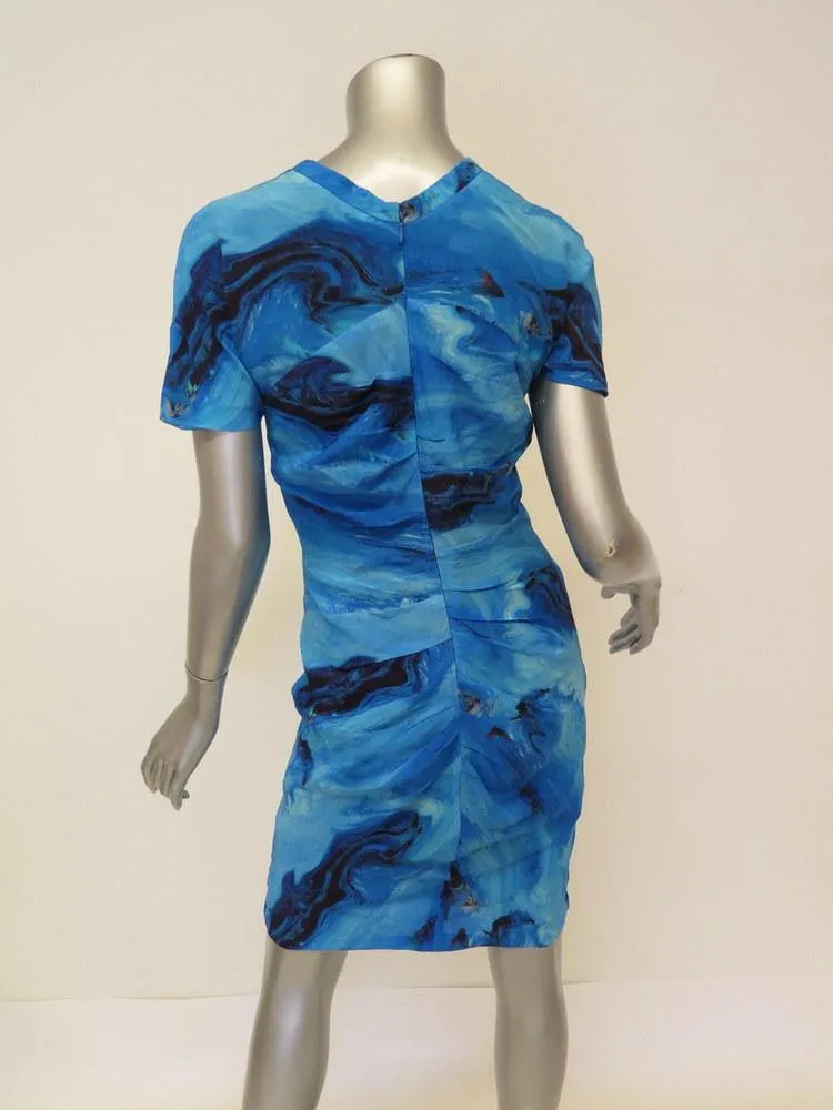 Vera Wang Women's Dress: Blue 100% Silk Size 6, Pre-owned