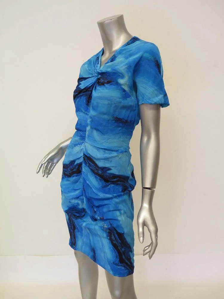 Vera Wang Women's Dress: Blue 100% Silk Size 6, Pre-owned