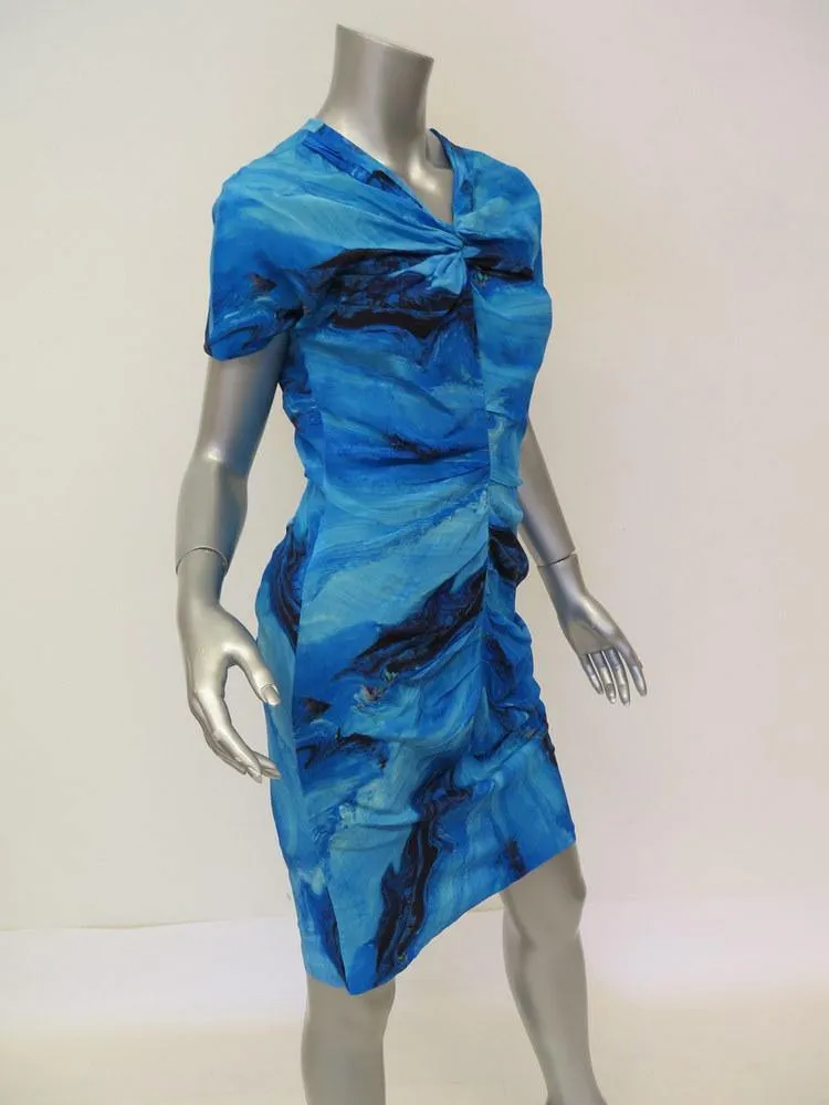 Vera Wang Women's Dress: Blue 100% Silk Size 6, Pre-owned