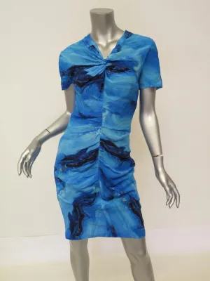 Vera Wang Women's Dress: Blue 100% Silk Size 6, Pre-owned