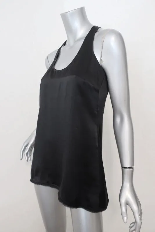 Vince Racerback Tank Top Black Satin Size Extra Small