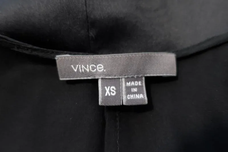 Vince Racerback Tank Top Black Satin Size Extra Small