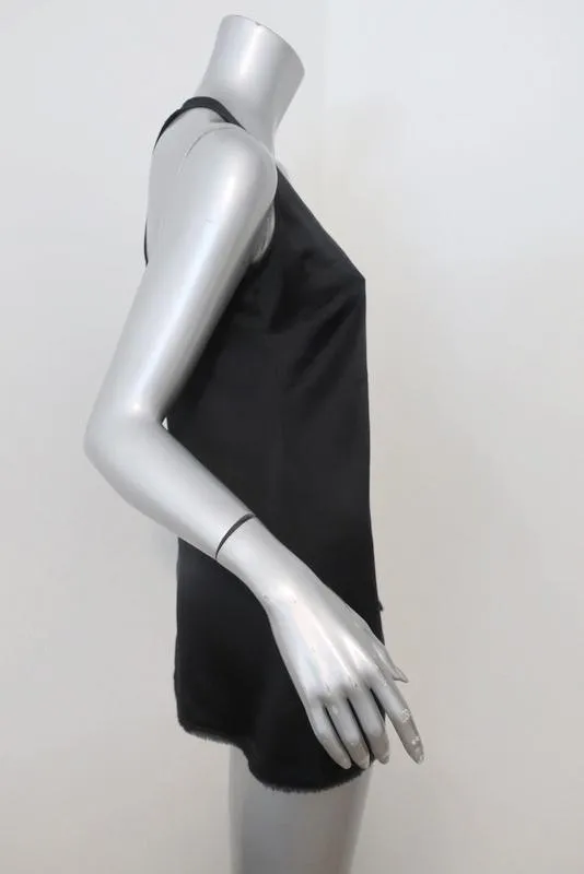 Vince Racerback Tank Top Black Satin Size Extra Small