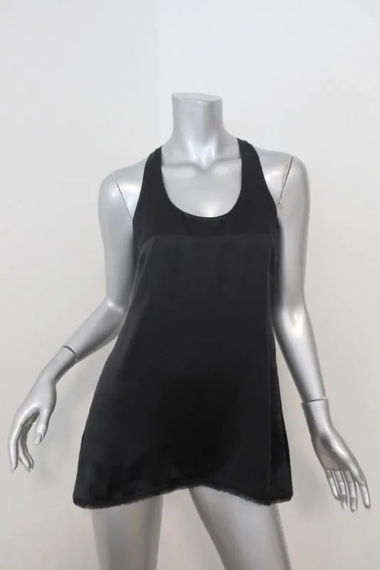 Vince Racerback Tank Top Black Satin Size Extra Small