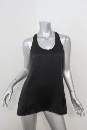 Vince Racerback Tank Top Black Satin Size Extra Small