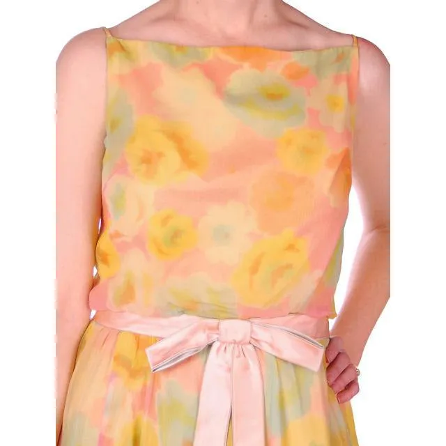 Vintage Sherbets Silk Chiffon Party Dress Summer 1965 Saks Fifth Ave 36-26-Free