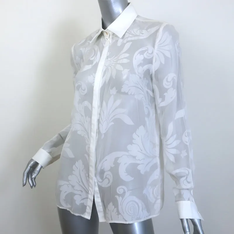 Vintage Versace Collection Burnout Print Button Down Shirt White Size 44