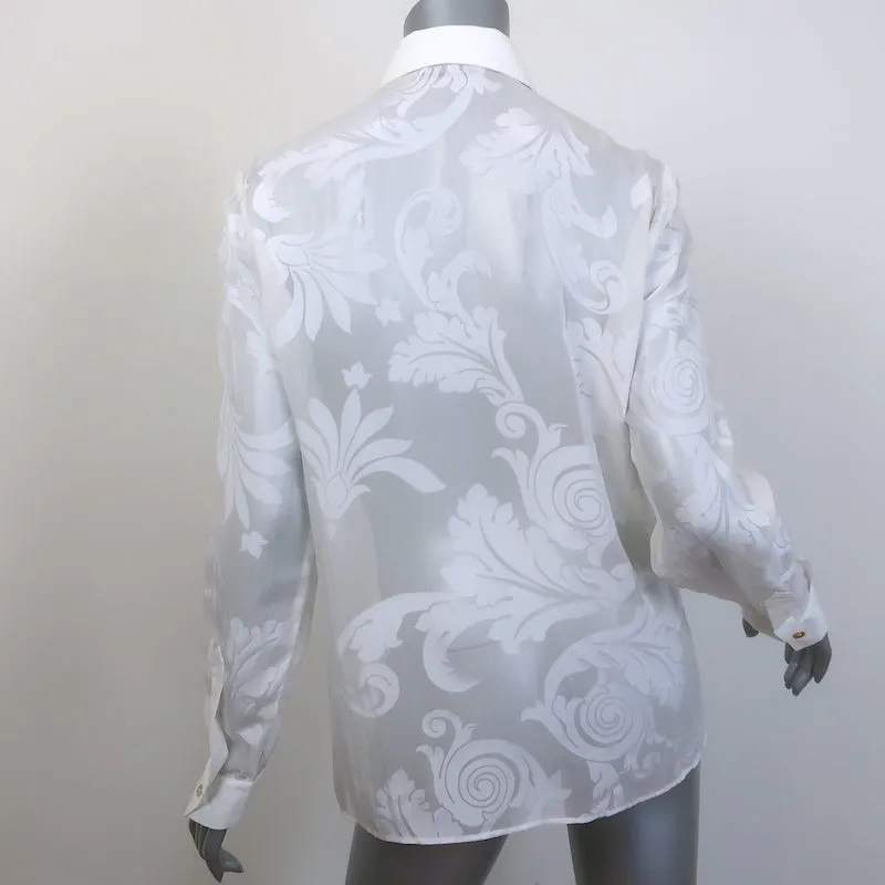 Vintage Versace Collection Burnout Print Button Down Shirt White Size 44