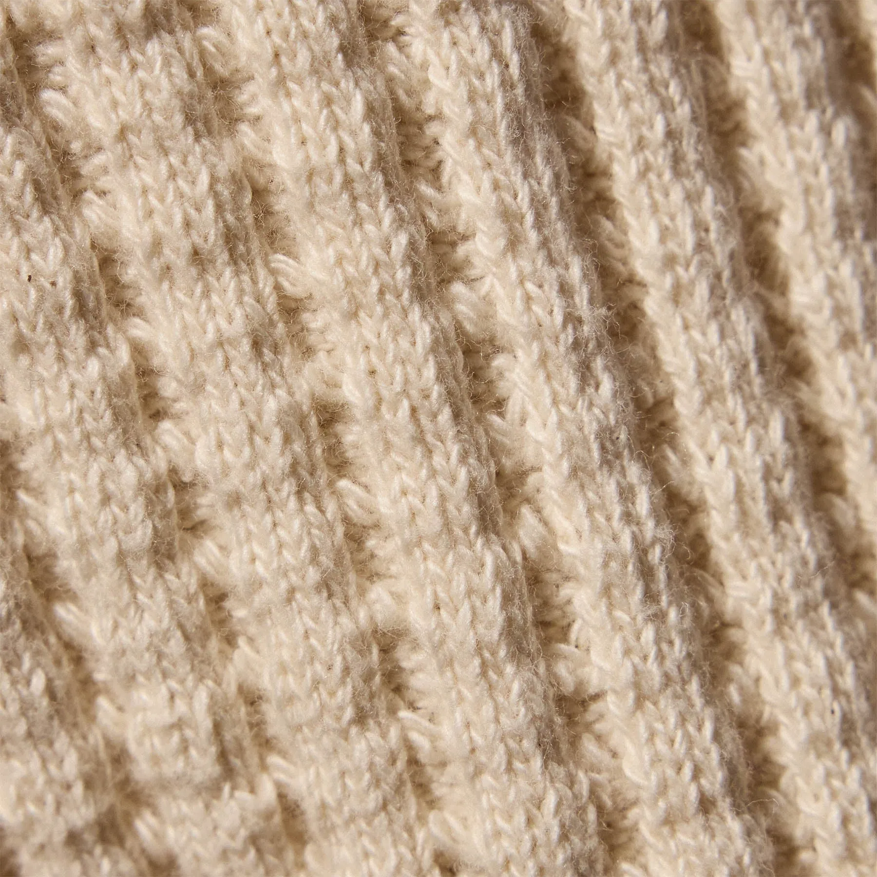 Waffle Knit Zip Up - Natural