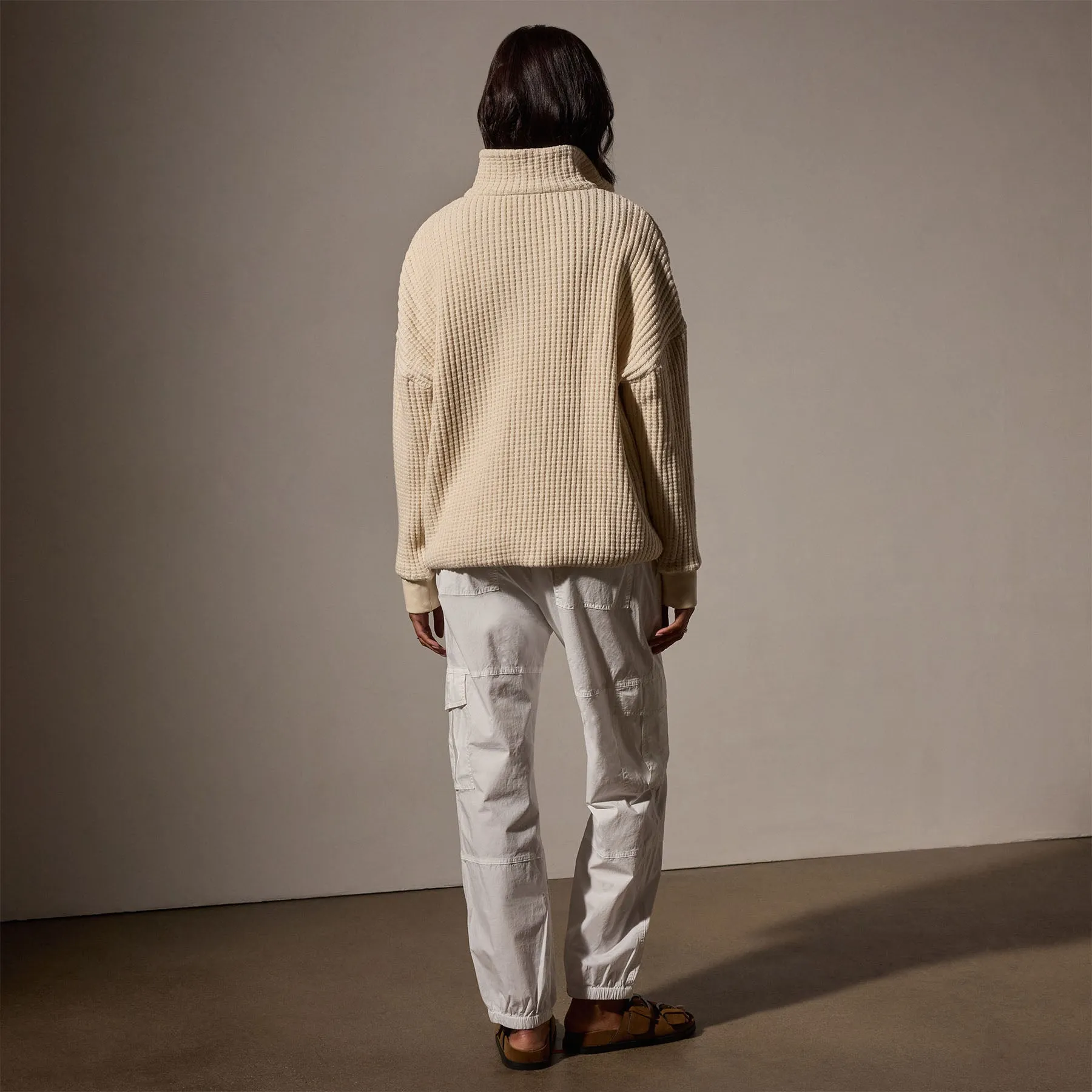 Waffle Knit Zip Up - Natural