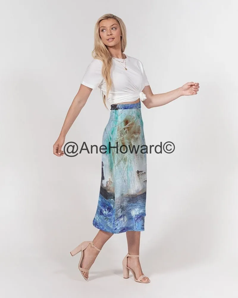 Walking at the Beach Women's A-Line Midi Skirt