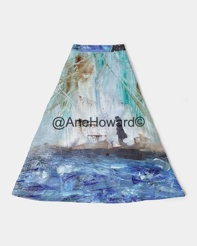 Walking at the Beach Women's A-Line Midi Skirt