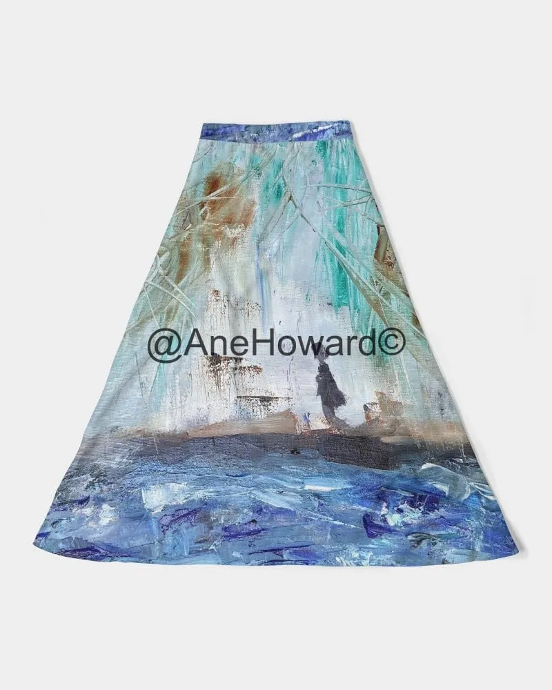 Walking at the Beach Women's A-Line Midi Skirt