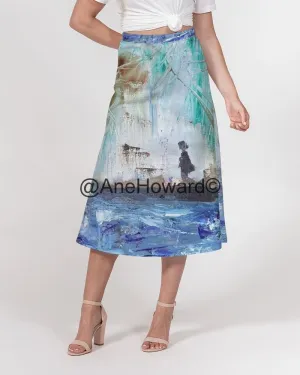 Walking at the Beach Women's A-Line Midi Skirt