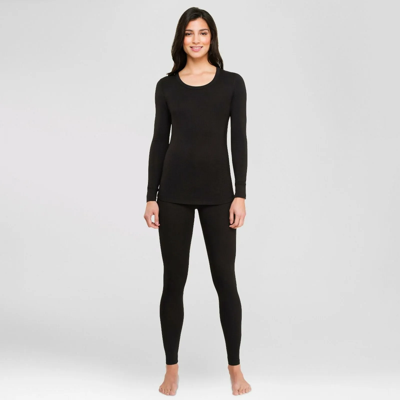 Warm Essentials by Cuddl Duds Women's Smooth Stretch Thermal Scoop Neck Top