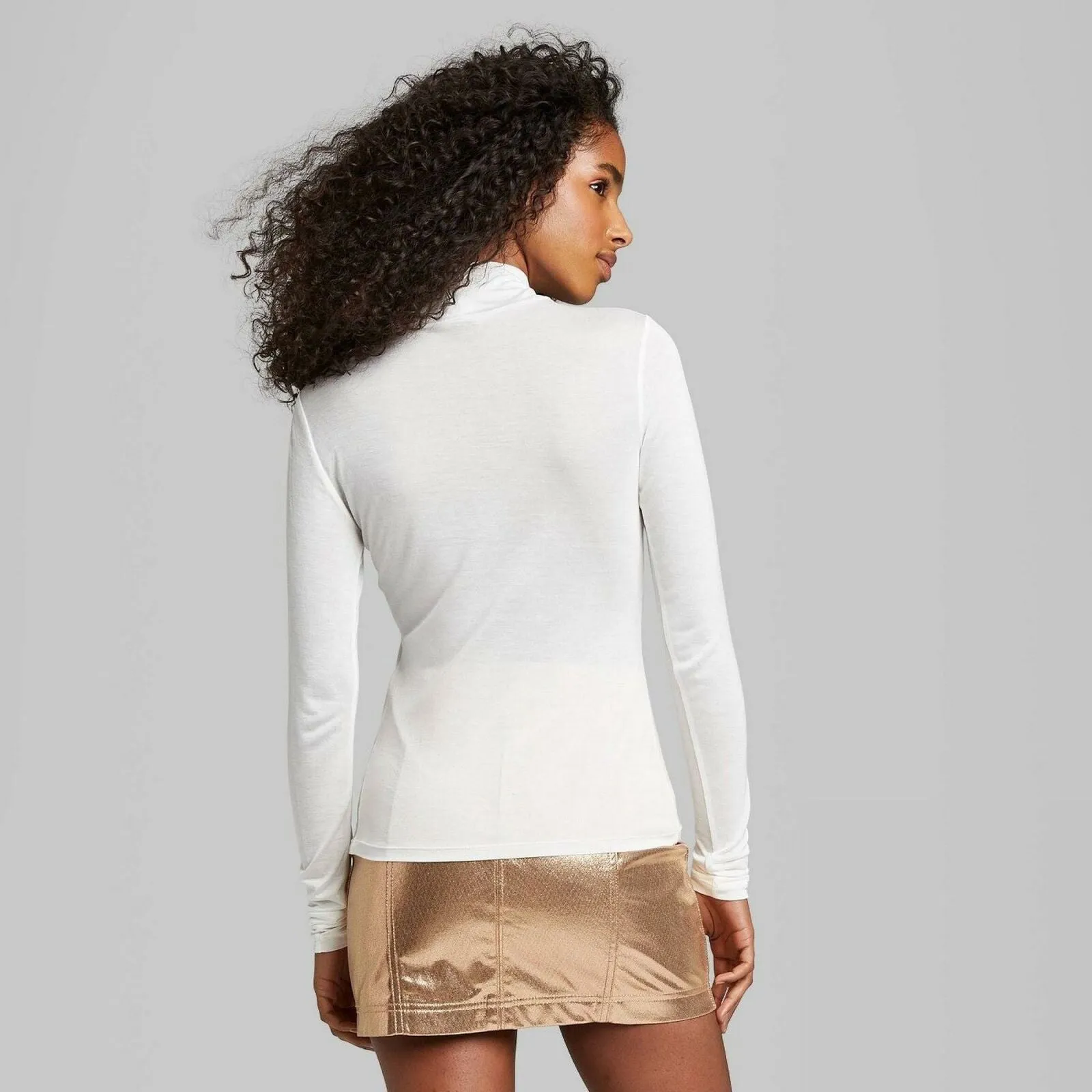 Wild Fable Women's Long Sleeve Mock Turtleneck Tissue T-Shirt