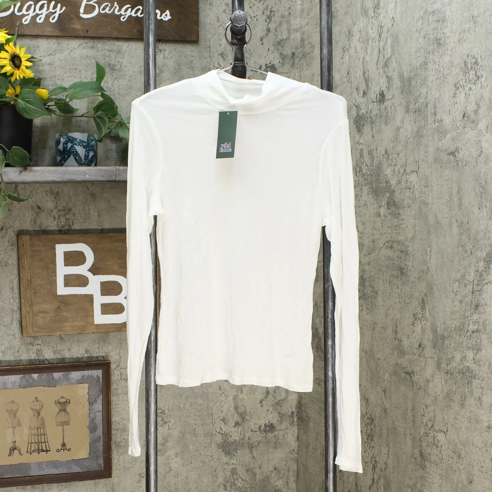 Wild Fable Women's Long Sleeve Mock Turtleneck Tissue T-Shirt