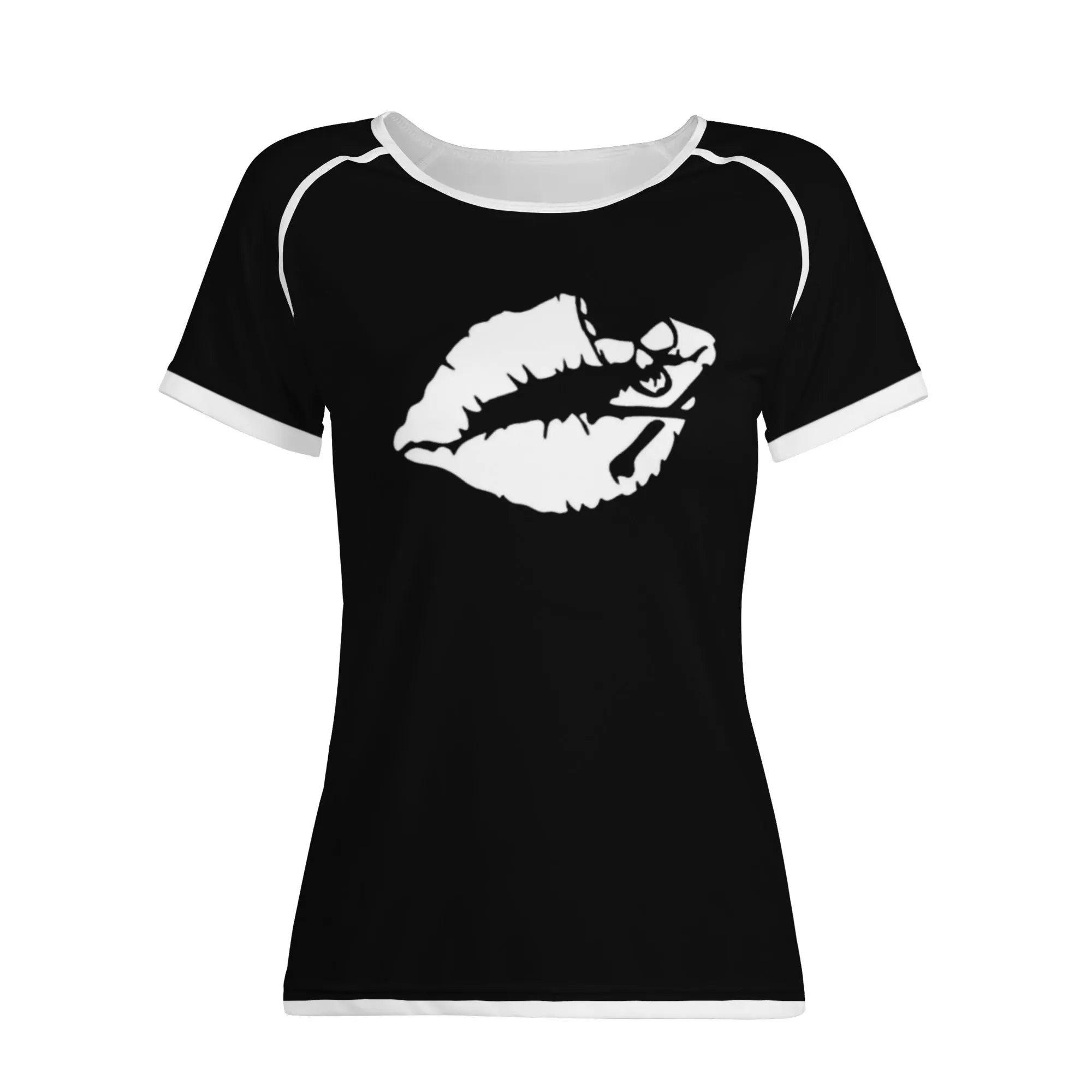 Women's Black & White Kiss of Death Graphic Tee