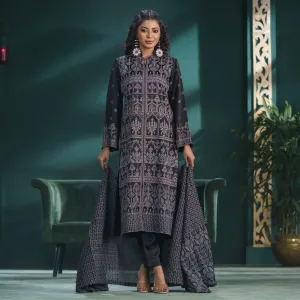 Womens Black Embroidered Set