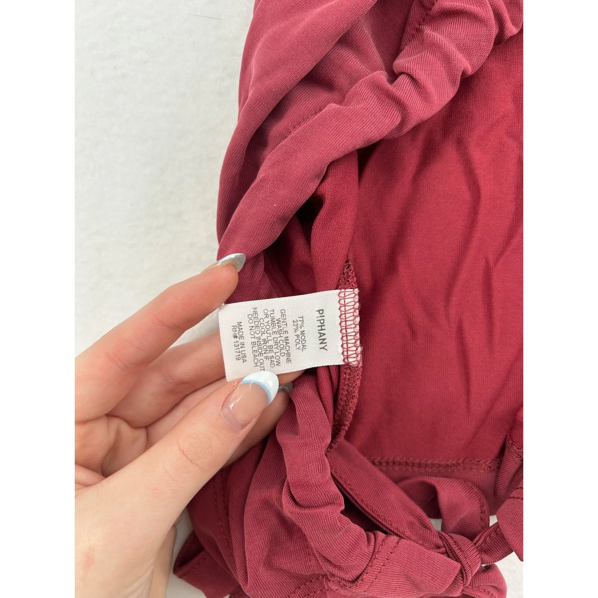 Womens Burgundy Open-Back Tie T-Shirt #6429