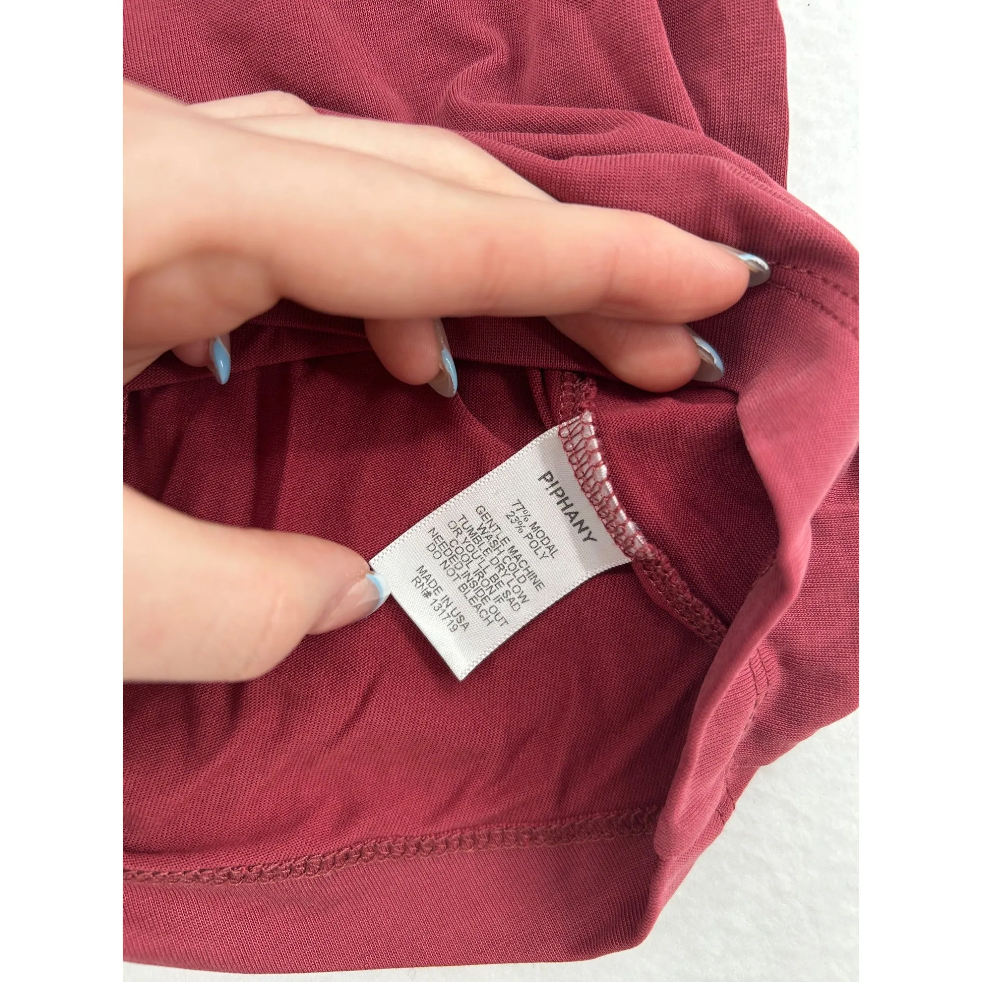 Womens Burgundy Open-Back Tie T-Shirt #6429