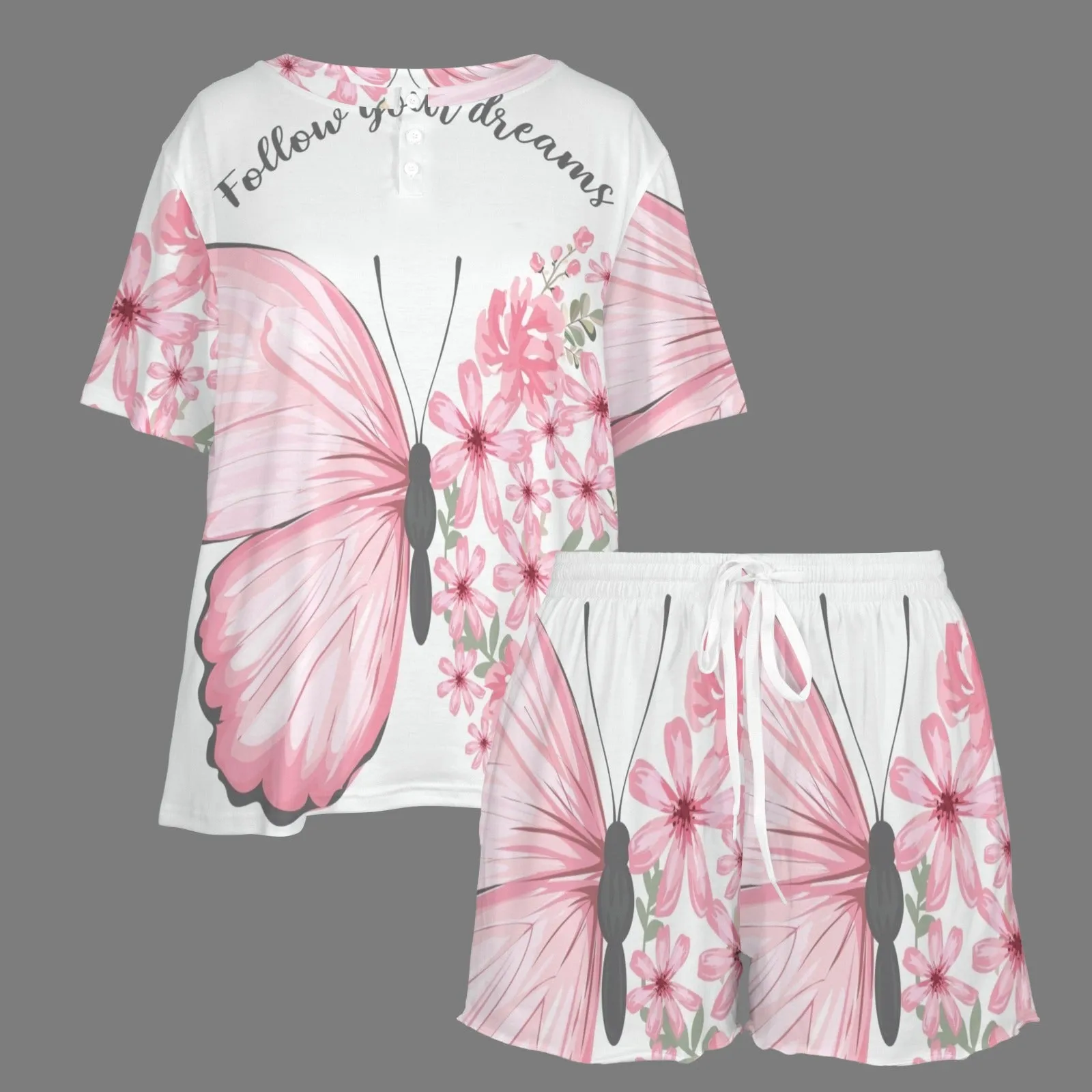 Women's Button String Short Pajama Sets