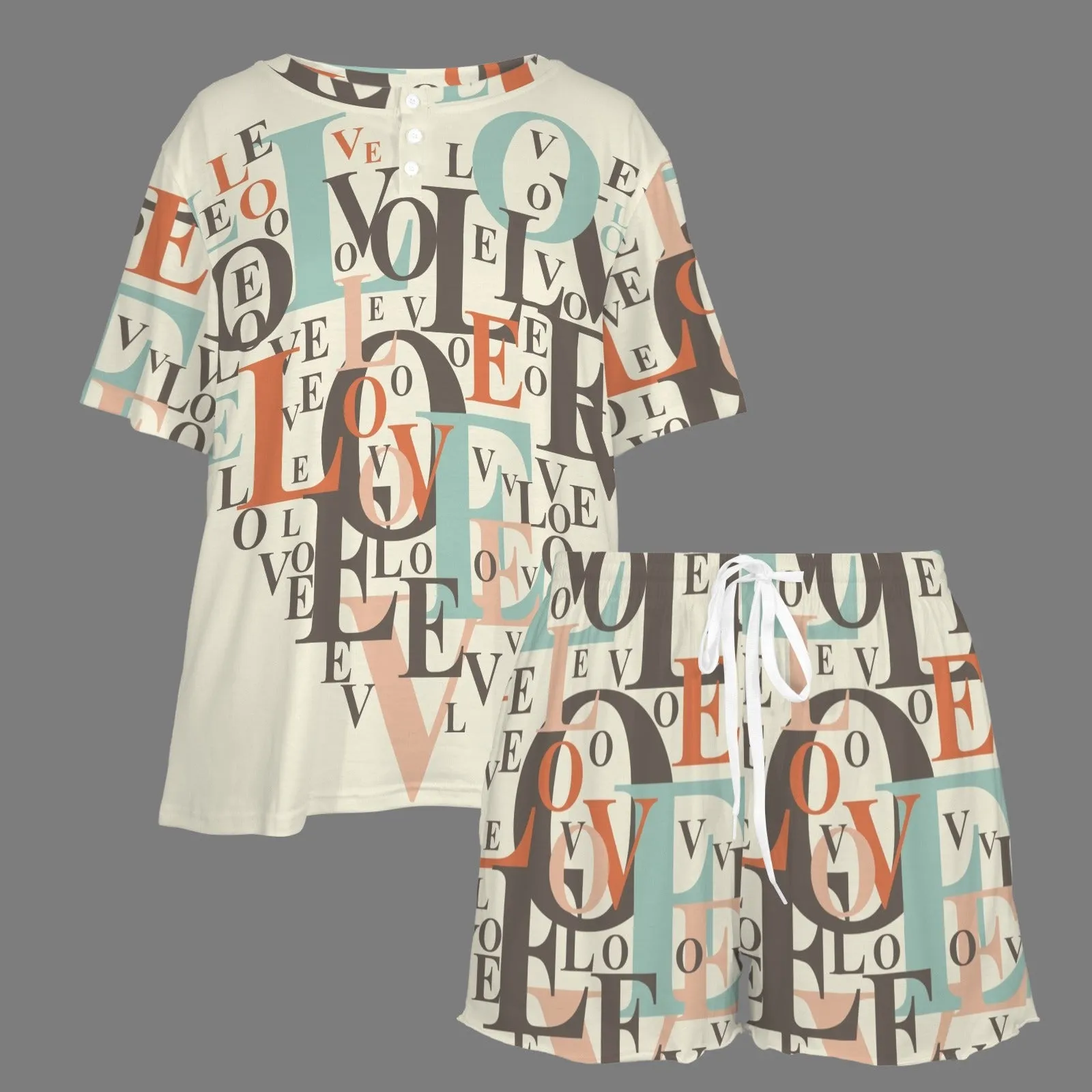Women's Button String Short Pajama Sets